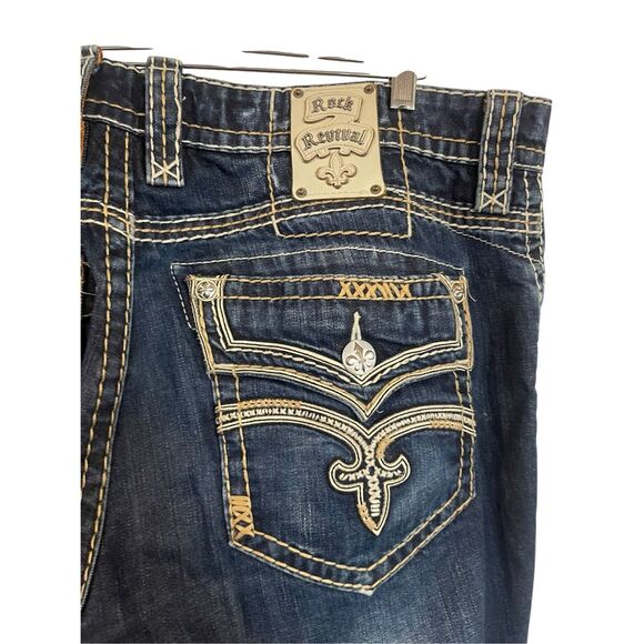 Rock Revival Mens Dark Washed Pablo Relaxed Straight Leg Denim Jeans Size 40 - Picture 3 of 16